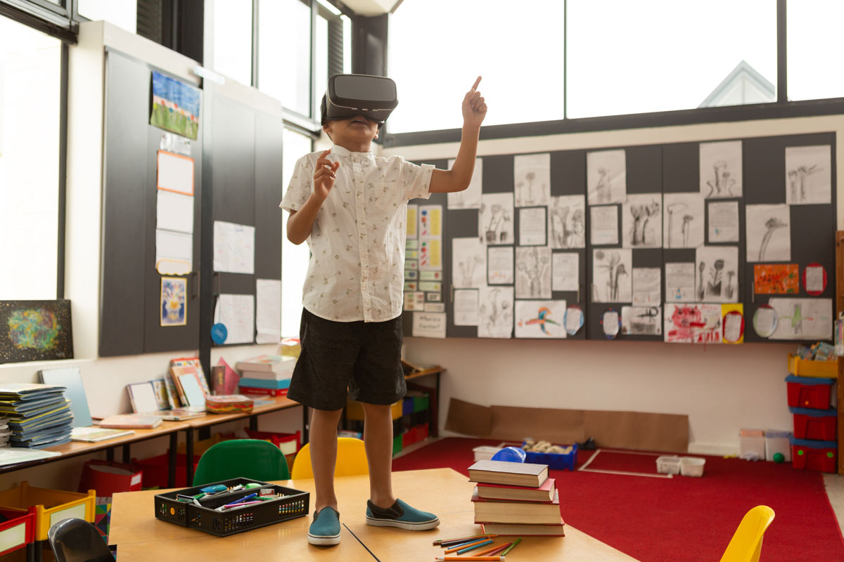 schoolboy using virtual reality headset while stan 2025 04 03 09 45 20 utc